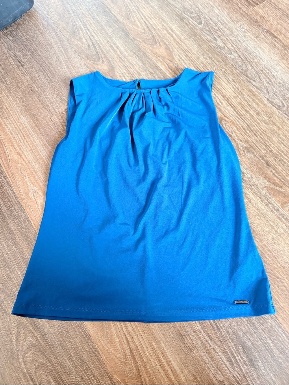 Calvin Klein Bright Blue Pleated Neck Sleeveless Camisole